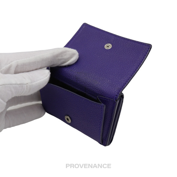 🔴 Saint Laurent Paris SLP Compact Trifold Wallet - Blue Tumbled Leather - Picture 8 of 10